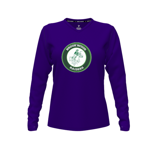 [FTLVCFPP-FYXS-LOGO1] Decker Comfort T-Shirt (Female Youth XS, Purple, V Neck, Logo 1, Long Sleeve)