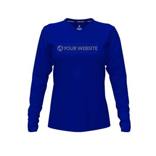 [FTLVCFRY-FYXS-LOGO3] Decker Comfort T-Shirt (Female Youth XS, Royal, V Neck, Logo 3, Long Sleeve)