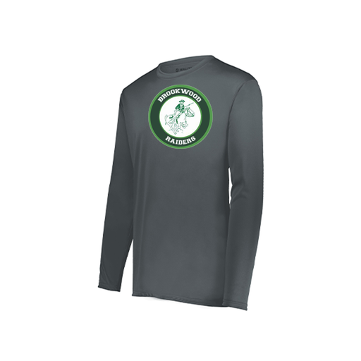 [222823.059.S-LOGO1] Youth LS Smooth Sport Shirt (Youth S, Gray, Logo 1)